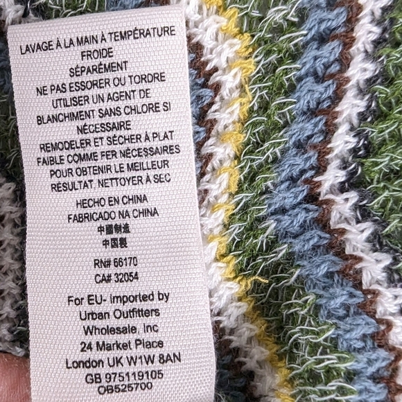 Free People Green Blue Yellow Knit Keyhole Back Ziggy Zig Zag Sweater Dress - Picture 3 of 10